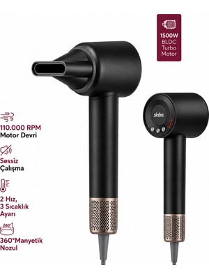 Ankaverse Gri Bldc Turbo Motor Saç Kurutma - Şekil Makinesi 1500W 3-Kdm.hız 4-Kdm.ısıayar=sıcak-Ilık-Hafif-Soğuk SHD-1739 (5286)