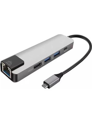 Ankaverse Ally 5in1  USB 3.1 Type C To HDMI 2xusb 3.0 RJ45 Ethernet Dönüştürücü ADAPTÖR-(5775)