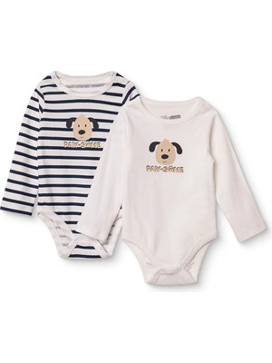 Hellobaby Erkek Bebek 2li Body Hayvan Baskılı Çıtçıtlı Çıtçıtlı Yaka Long Sleeve