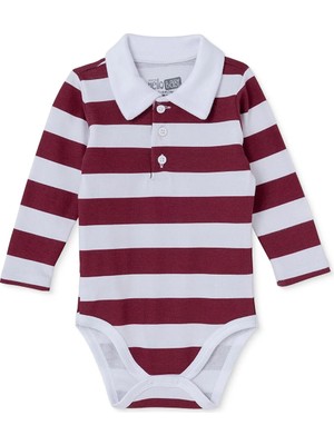 Hellobaby Erkek Bebek Body Çizgili Çıtçıtlı Polo Yaka Long Sleeve