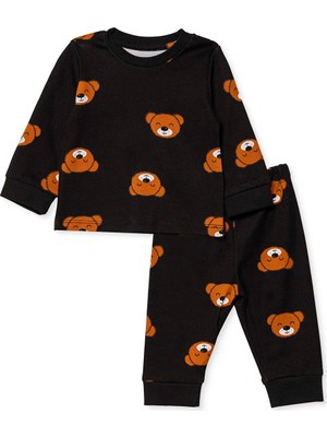 Hellobaby Erkek Bebek Pijama Takımı Bisiklet Yaka Long Sleeve Ribanalı