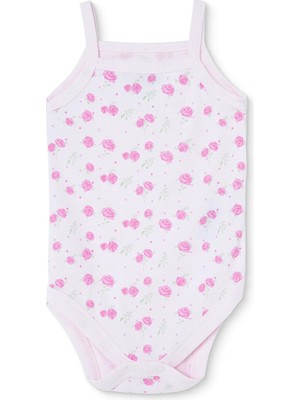 Hellobaby Kız Bebek Body Çiçek Baskılı Çıtçıtlı Bisiklet Yaka Ip Askılı