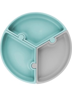 Oioi Vakumlu Mama Tabağı Puzzle - Aqua Green / Powder Grey