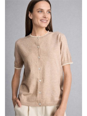DeFacto Regular Fit Bisiklet Yaka Düğmeli Dokulu Triko Basic Hırka H1289AX26AU