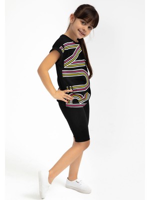 RolyPoly Roly Poly 2776 Run Siyah Kız Çocuk Kısa Kollu Şortlu Pijama Tayt Takım