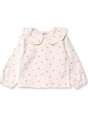 Hellobaby Kız Bebek Gömlek Puantiye Baskılı Düğmeli Bebe Yaka Long Sleeve