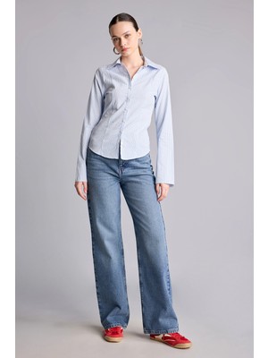 DeFacto %100 Pamuk Yüksek Bel 90's Wide Leg Jean Pantolon H6912AX26AU