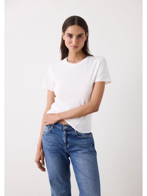 Penti Kırık Beyaz Essential Slim Fit Kısa Kollu Tişört