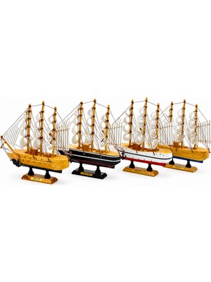 Go İthalat Küçük Uzunluk : 20CM - Genişlik : 21CM Masaüstü Dekoratif Ahşap Yelkenli Gemi Süs Eşyası Herhangi Bir Renk Gönderilir (5468)