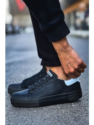 Tennis Premium Bağcıklı Ortopedik Erkek Sneaker Siyah Beyaz