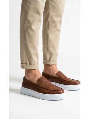 Zerenyus ZRC421 - Yüksek Kalite Günlük Bağcıksız Erkek Loafer Taba