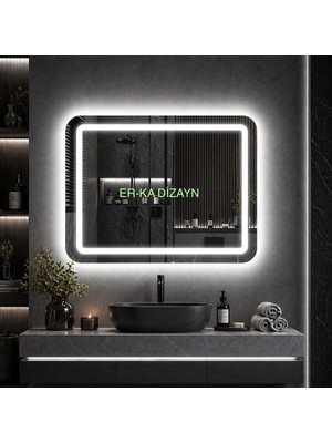 Dikdörtgen Kumlamalı Ayna Led'li Lavabo & Banyo Aynası