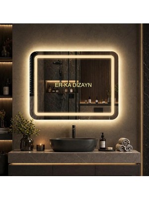Dikdörtgen Kumlamalı Ayna Led'li Lavabo & Banyo Aynası