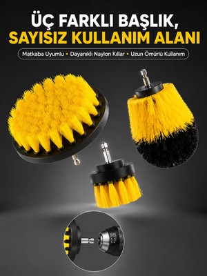 Astraltech Banyo ve Mutfak Için Matkap Ucu Temizlik Fırçası 3’lü Set