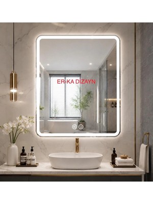 Vertica Kumlamalı Dikey Dokunmatik Buğu Çözücülü Dokunmatik Ledli Ayna Buğulanmayan Duş Aynası Buhar Tutmayan Banyo Aynası Buğu Önleyicili LED Aynalar