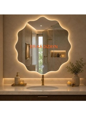 Luna Bloom Ay Çiçeği Ayna Dokunmatik Ledli Ayna Led'li Lavabo & Banyo Aynası Işıklı Ayna *dokunmatik Dimmer Özellikli*