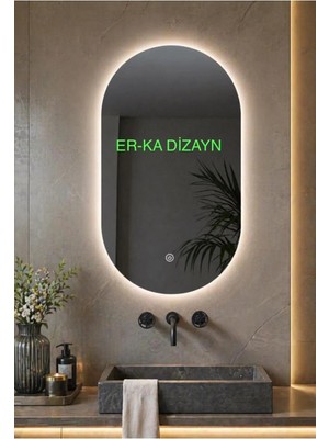 2 Tarafı Oval Dokunmatik Ayna Led'li Lavabo & Banyo Aynası (Dimmer Özellikli)