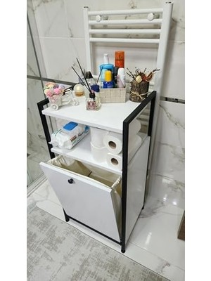 Odea Kirli Çamaşır Sepeti Organizeri Yıkanabilir Kumaş – Raflı, Mobilya, (100×50×40 cm / 90 L) (Beyaz)