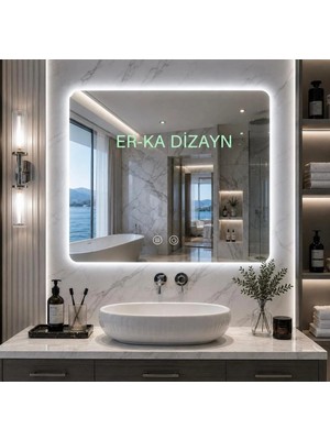 Soft Square Ayna Dokunmatik Buğu Çözücülü Dokunmatik Ledli Ayna Buğulanmayan Duş Aynası Buhar Tutmayan Banyo Aynası Buğu Önleyicili LED Aynalar