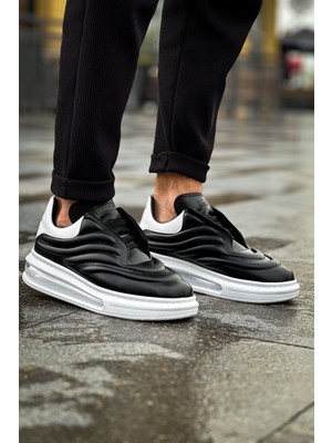 Sollıevo Rx Şeffaf Taban Bağcıklı Erkek Sneaker Beyaz Siyah Beyaz