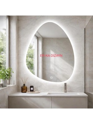 65X55 Asimetrik Dokunmatik Sensörlü Ledli Ayna Led'li Lavabo & Banyo Aynası ( Dimmer Özellikli)