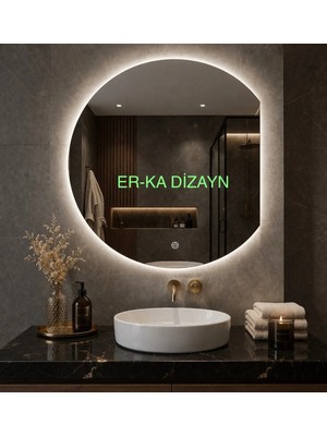 70X40 Yarım Ay Günışığı Led'li Lavabo & Banyo Aynası (Dokunmatik Sensörlü Dimmer Özellik)
