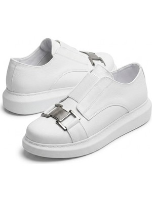Zerenyus ZRCX297 Premium Erkek Lastikli Ortopedik Sneaker Beyaz