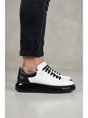 Zerenyus ZRC295 Yüksek Kalite Air Kalın Taban Erkek Sneaker Beyaz Siyah Siyah