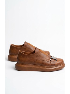 Zerenyus ZRCX297 Premium Erkek Lastikli Ortopedik Sneaker Taba
