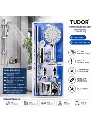 Hace Bazaar Vakumlu - Krom Lux Sürgülü Duş Seti (4887)