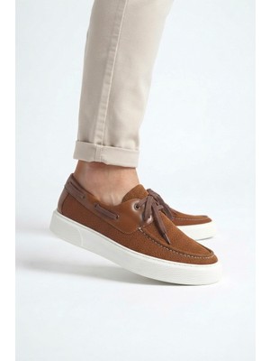 Zerenyus ZRC2602 - Premium Triko Erkek Bağcıklı Loafer Kahve