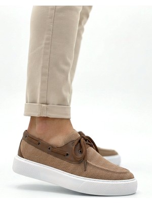 Zerenyus ZRC2602 - Premium Triko Erkek Bağcıklı Loafer Taba