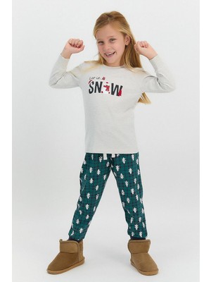 RolyPoly Roly Poly 2604 Let İt Snow Açık Bejmelanj Kız Çocuk Pijama Takımı