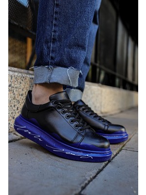 Pittura Özel Baskılı Erkek Sneaker Mavi Siyah