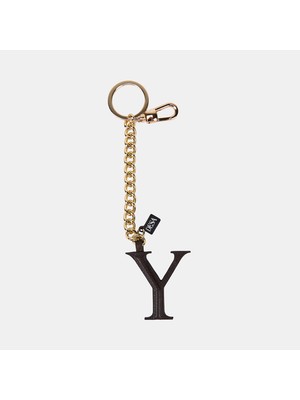 Desa Acı Kahve Y Harfi Gold Zincirli Deri Charm / Anahtarlık