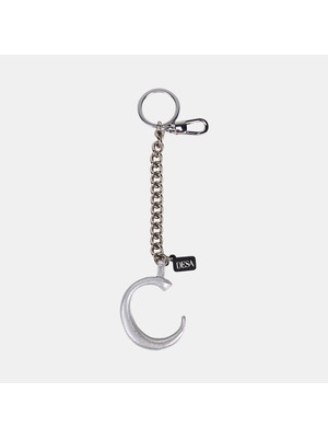 Desa Gümüş C Harfi Zincirli Deri Charm / Anahtarlık