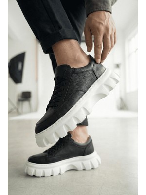 Zerenyus Cortex Premium Traktör Taban Erkek Sneaker Casual Siyah Beyaz
