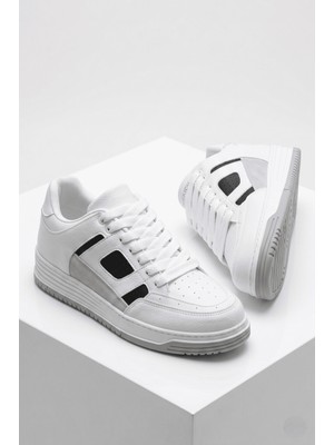 Zerenyus ZRC2410 Yüksek Kalite Yüksek Taban Erkek Sneaker Beyaz Siyah