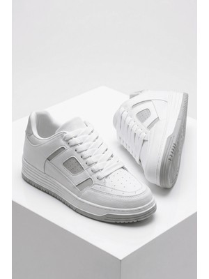 Zerenyus ZRC2410 Yüksek Kalite Yüksek Taban Erkek Sneaker Beyaz Gri