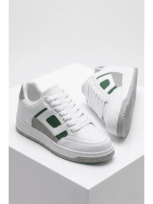 Zerenyus ZRC2410 Yüksek Kalite Yüksek Taban Erkek Sneaker Beyaz Yeşil