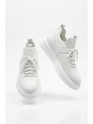 Zerenyus Fusion Yüksek Kalite Triko Slip-On Rahat Erkek Spor Ayakkabı Beyaz