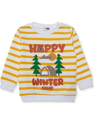 Hellobaby Erkek Bebek Sweatshirt Kamp Baskılı Bisiklet Yaka Uzun Kol