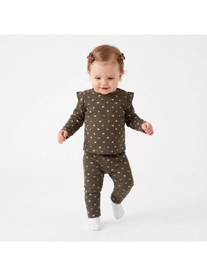 Hellobaby Kız Bebek Bluz-Tayt Çiçek Baskılı Bisiklet Yaka Long Sleeve Reçme