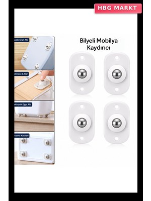 HBG Markt Kartelalı 4 Parça Tek Bilya Tekerlekli Mobilya Eşya Taşıma Aparatı 360° 8kg