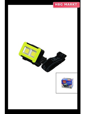 HBG Markt Pilli 3W Cob LED Kafa Lambası Fener 3 Kademe Işık Ayarı Flaşör 4.5V 150 Lüm