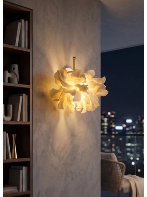 Maison Avf Krem Atelier Eva Tasarım Kablolu Duvar Aydınlatması Aplik - Alt Parlak Gold