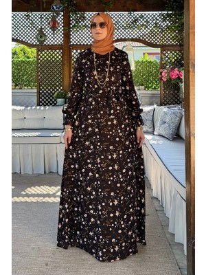 Rabia Şamlı Bihter Kahverengi Elbise