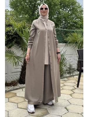 Rabia Şamlı Başak Pantolonlu Takım Vizon