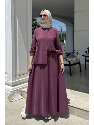 Rabia Şamlı Lavin Etekli Takım Bordo