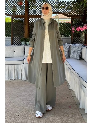 Rabia Şamlı İnci Pantolonlu Takım Çağla